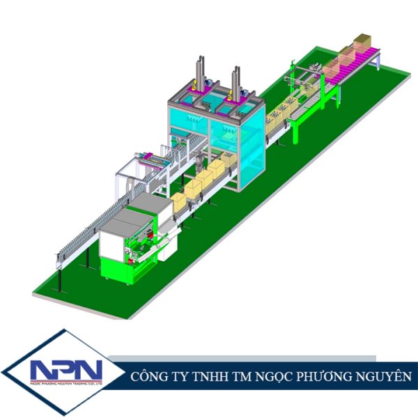 Hệ thống tự động đóng chai vào thùng carton