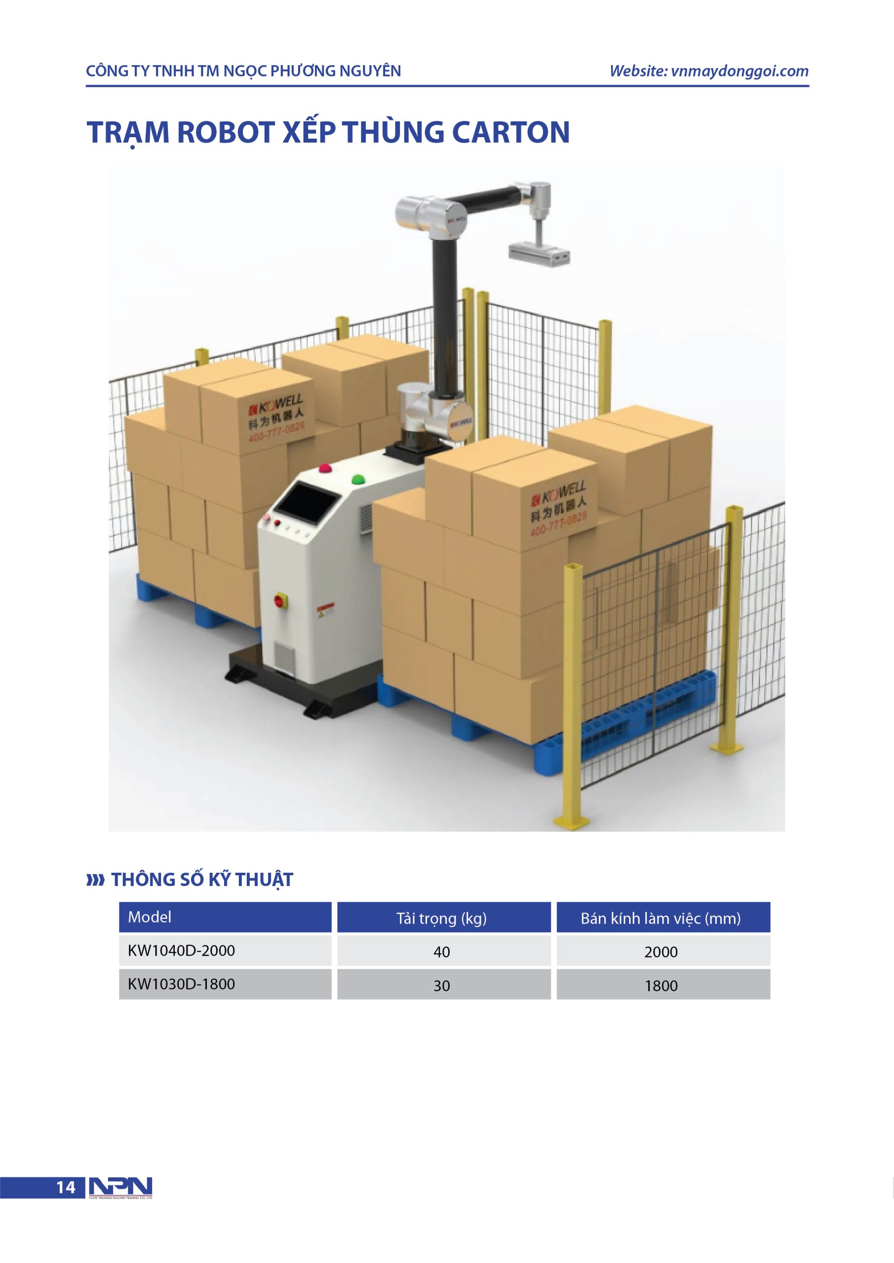 Catalog máy đóng bao và robot xếp hàng